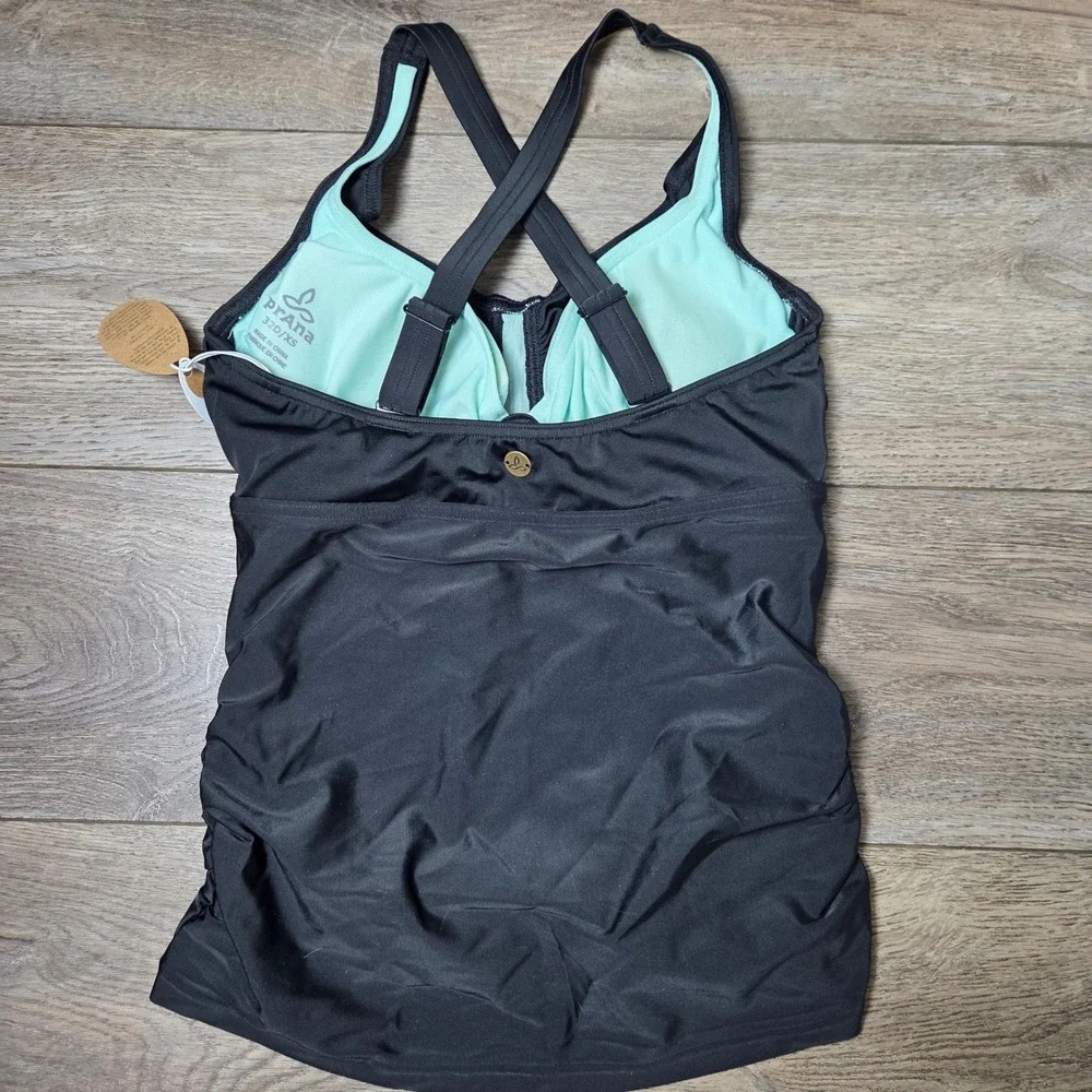 NWT‎ prAna Ruched Tankini Swimsuit Set Built In Bra Adjustable Strap XS